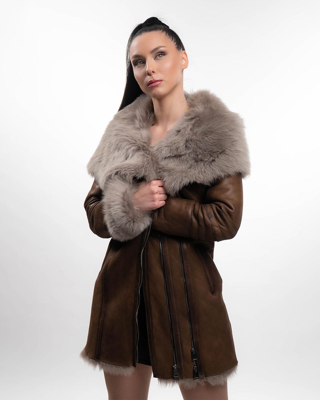 LA FORCE Ženski Monton Leona, Braon