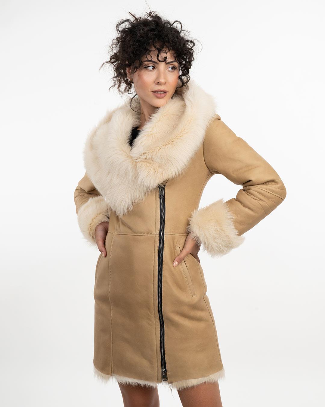 LA FORCE Ženski Monton Leona, Krem