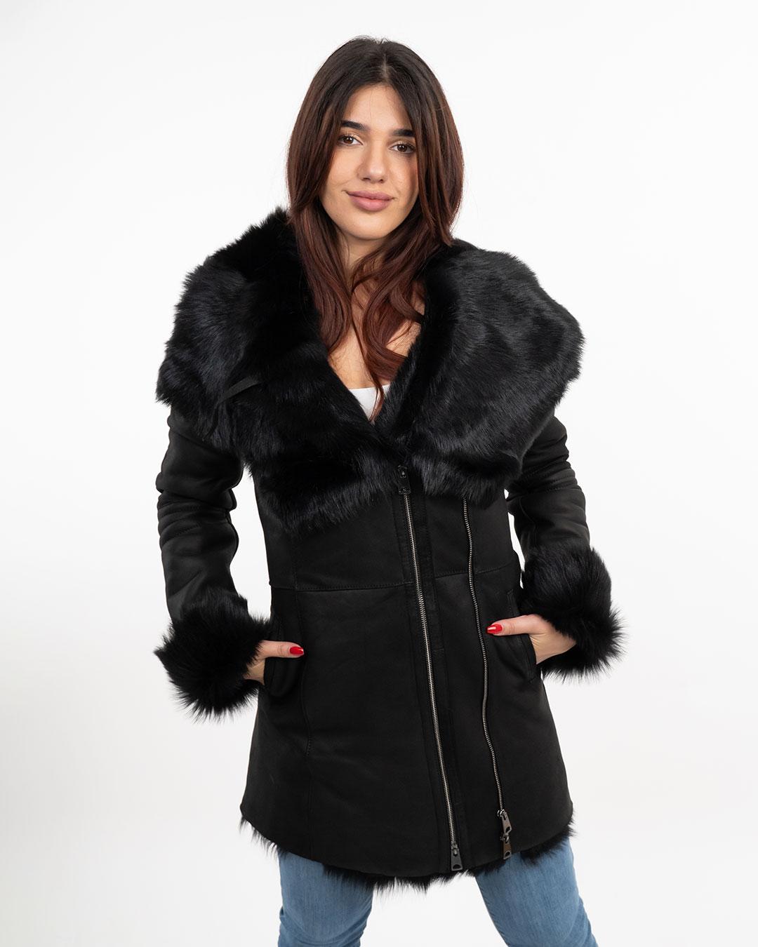 LA FORCE Ženski Monton Leona, Crni