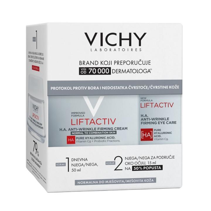 Vichy Set dnevne nege za lice protiv bora Liftactiv Supreme za korekciju bora 50ml + Krema za oči Liftactive 15ml