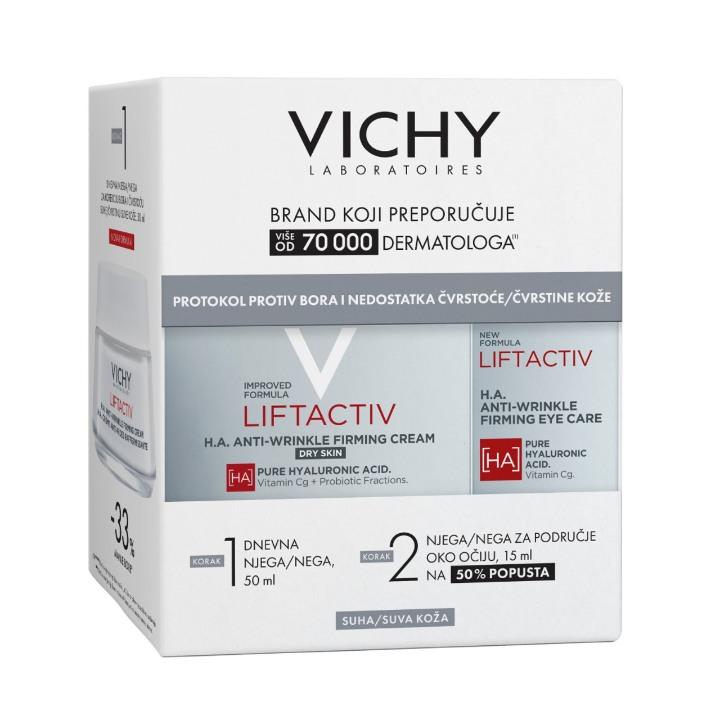 Vichy Set dnevne nege za lice protiv bora Liftactiv Supreme 50ml + Liftactive krema za oči 15ml