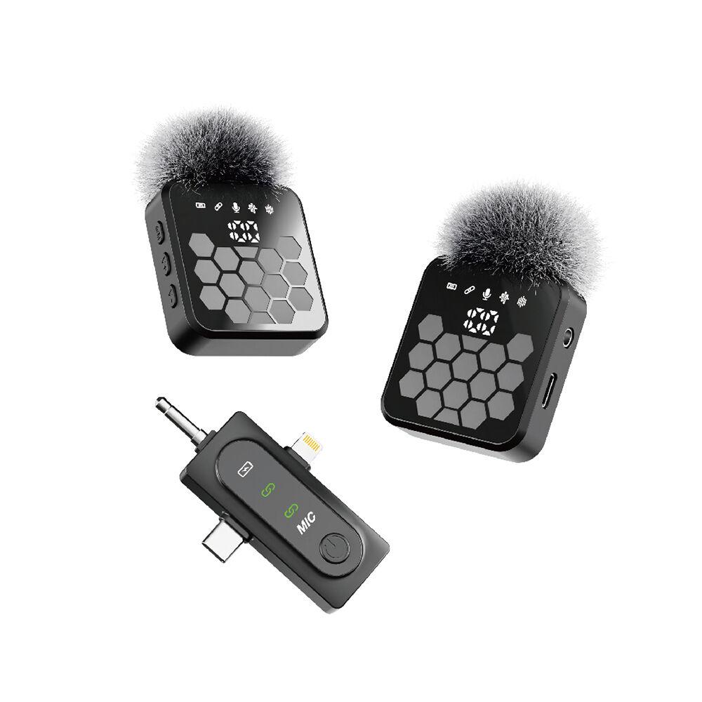 Moxom Mikrofon bluetooth MX-AX84 Type-C + lightning + 3.5mm jack, Crni