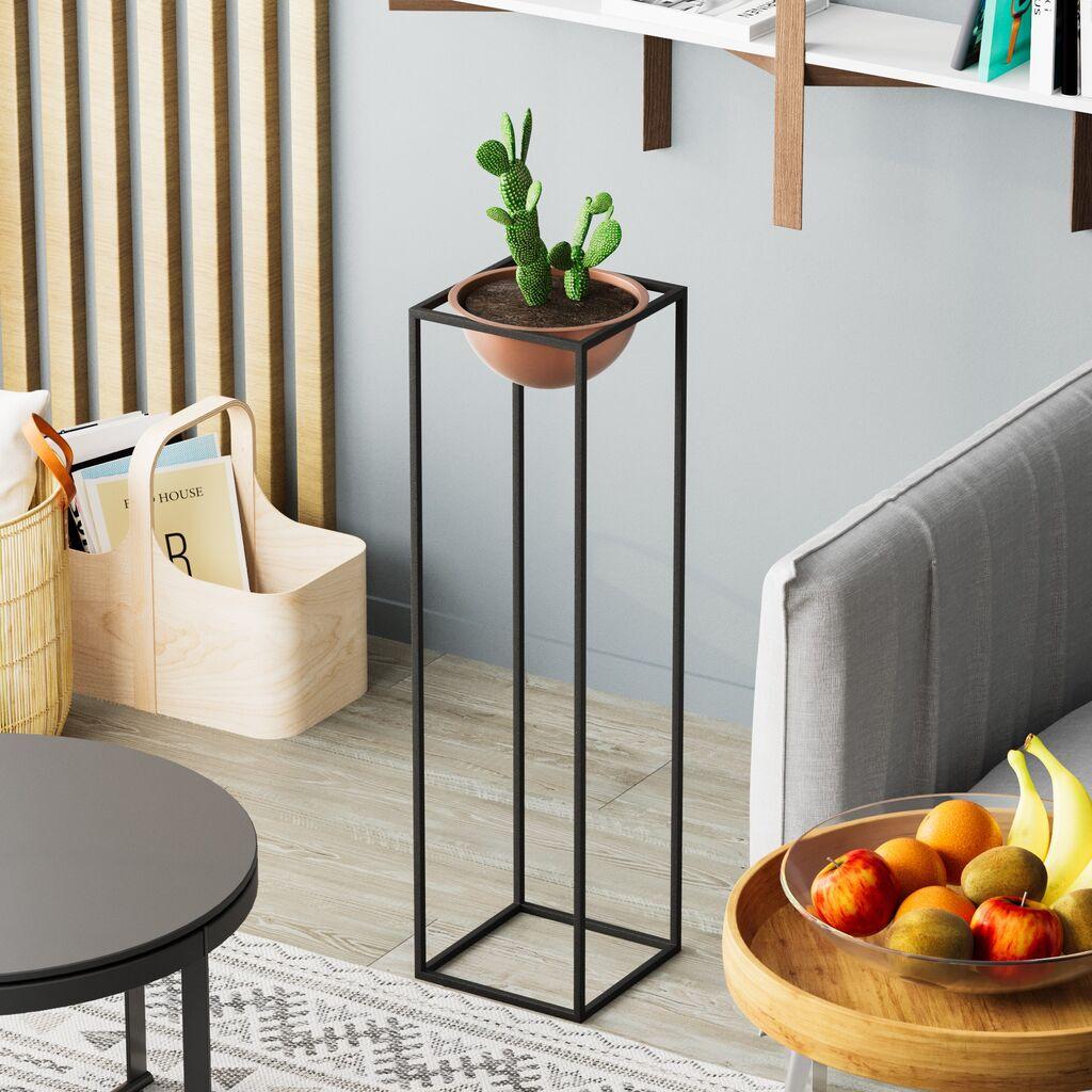 Aberto Design Dekorativna saksija GED-020-B, 80 cm, O 26 cm ,, Crno-terakota