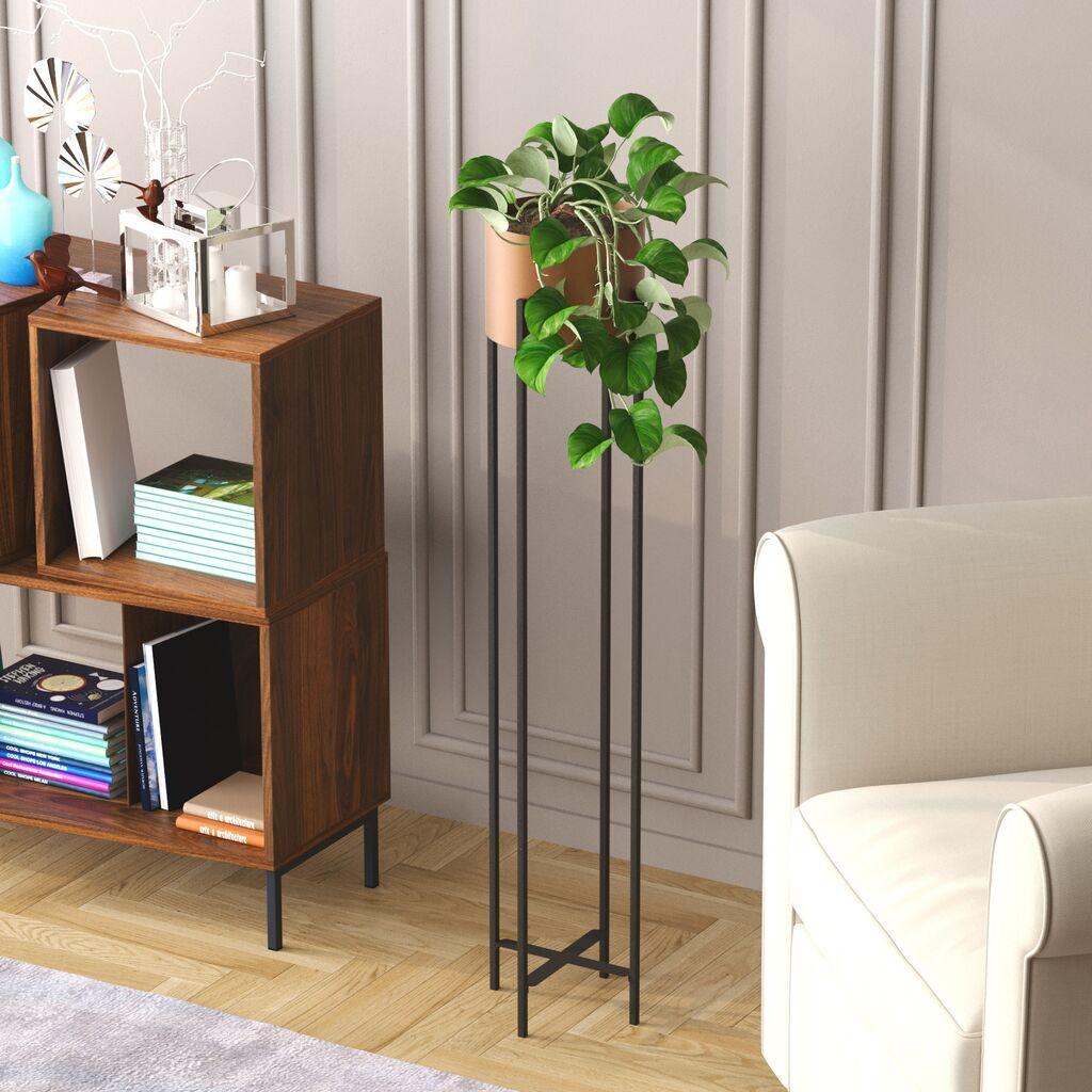 Aberto Design Dekorativna saksija GED-024-B, 108 cm, O 20 cm ,, Crno-terakota