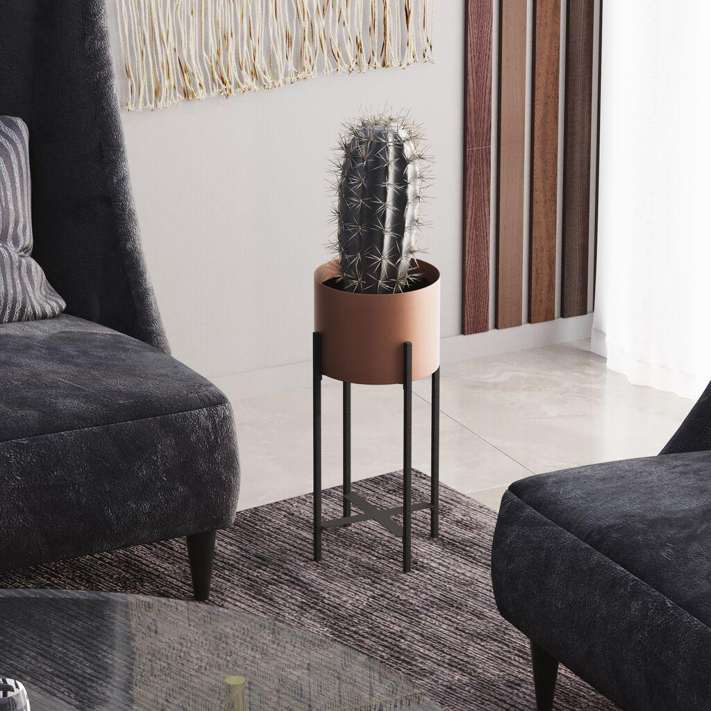 Aberto Design Dekorativna saksija GED-026-B, 23x48x23 cm, Crno-terakota