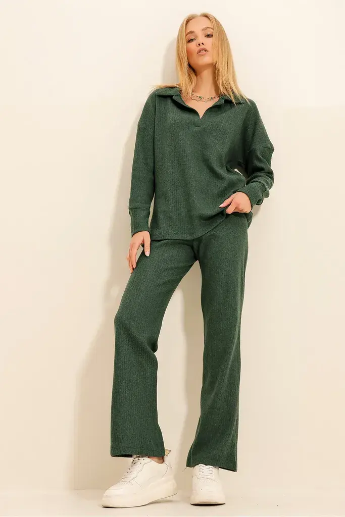 Trend Alacati Stili Ženski komplet duks i pantalone ALC-796-001, Zeleni