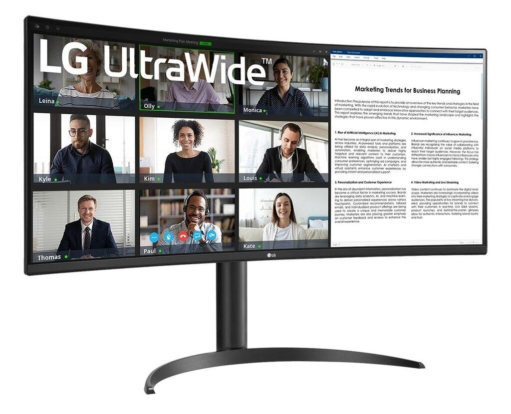 LG UltraWide zakrivljeni monitor, 34", VA, WQHD 3440x1440, 300cd, 100Hz, 5ms, HDMI, DP, Type-C, HAS, nagib,