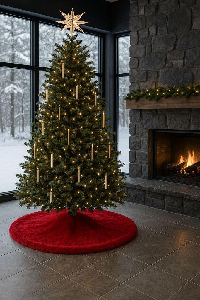 Aberto Design Podloga za jelku Yilbasi, Okrugli, 100x100 cm, Crveni