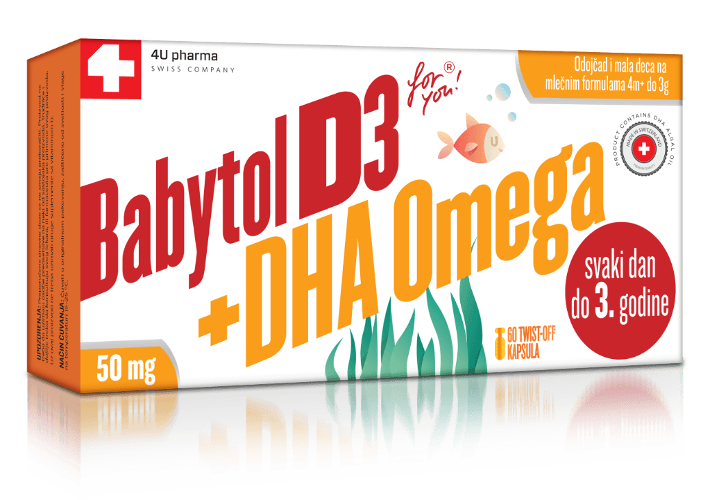 Babytol D3+Omega Dha Dodatak ishrani za decu, 60 kapsula