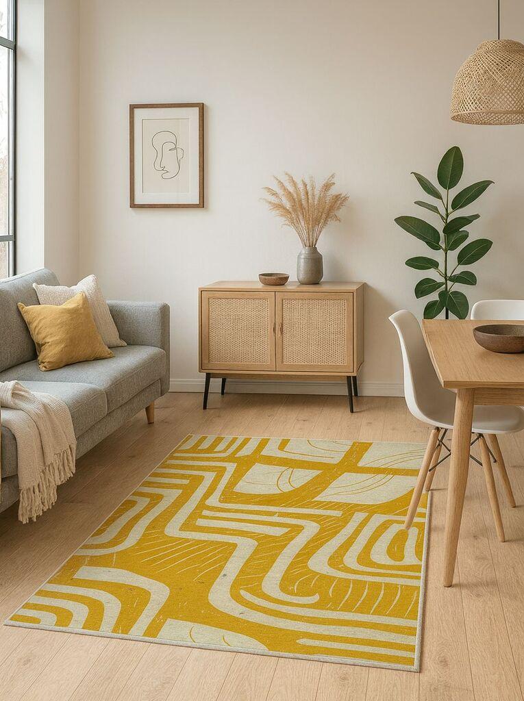 Conceptum Hypnose Tepih BSR-12, Pravougaoni, 100 x 140 cm, Žuto-bež