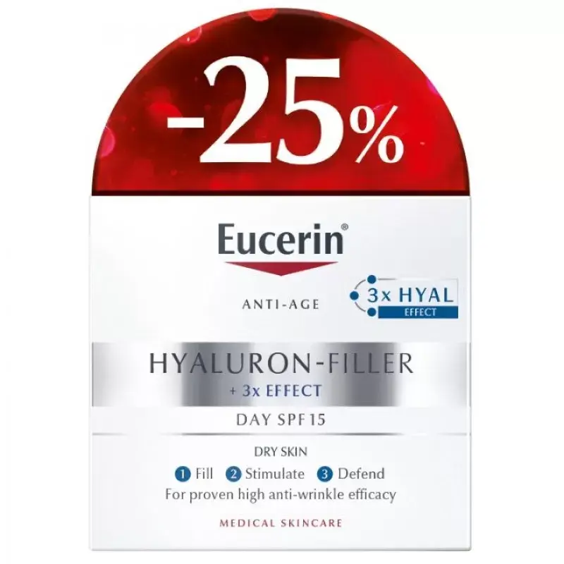 Eucerin Dnevna krema za suvu kožu Spf15 Hyaluron-Filler, 50ml