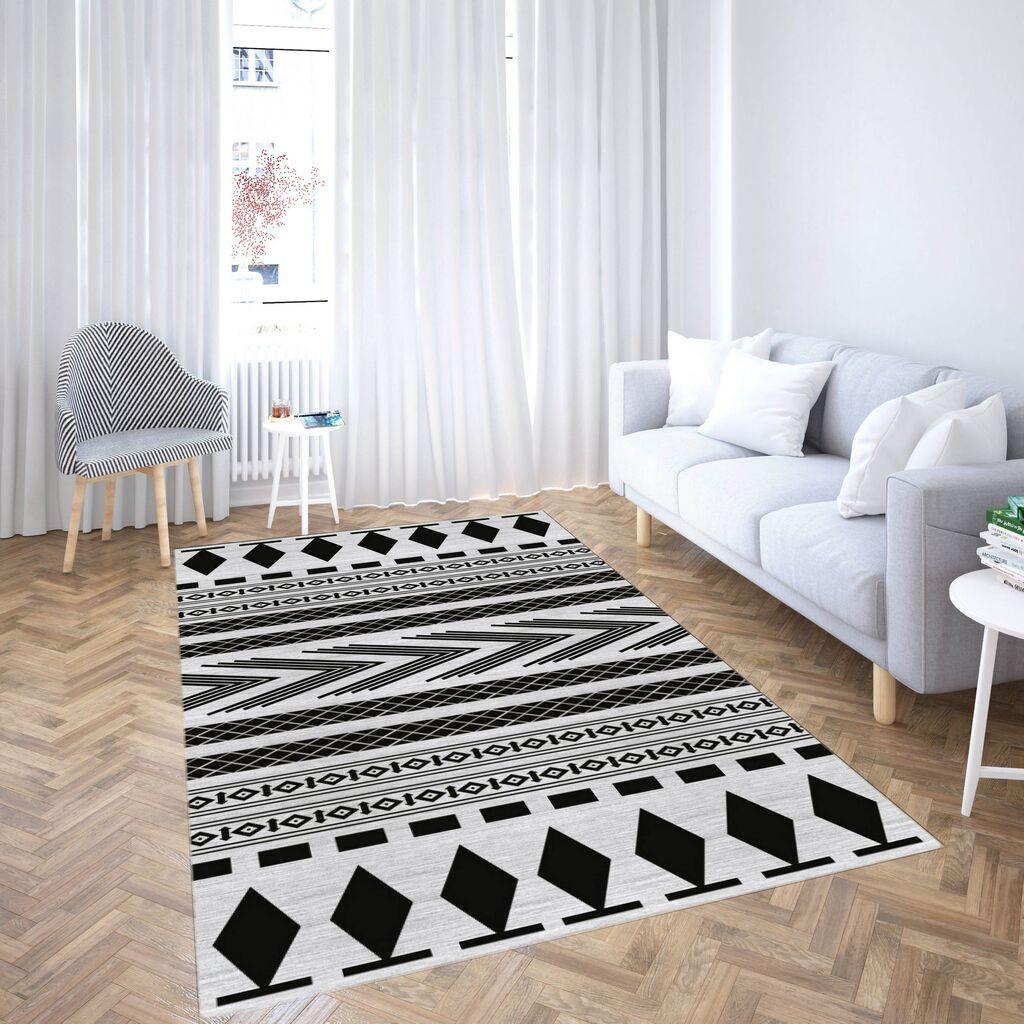 Conceptum Hypnose Tepih CG_32, Pravougaoni, 80 x 140 cm, Crno-beli