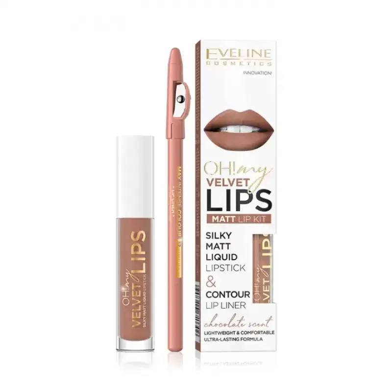 Eveline Set mat tečni karmin i olovka My Lips, 04, 4.5ml