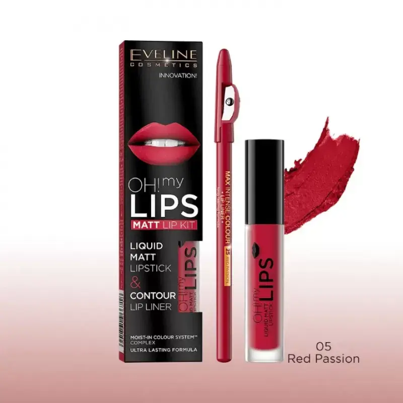 Eveline Set mat tečni karmin i olovka My Lips, 05, 4.5ml