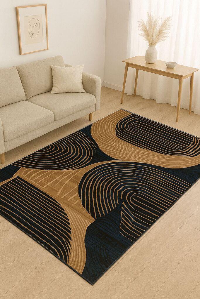 Conceptum Hypnose Tepih BSR-7, Pravougaoni, 100 x 140 cm, Braon-crni