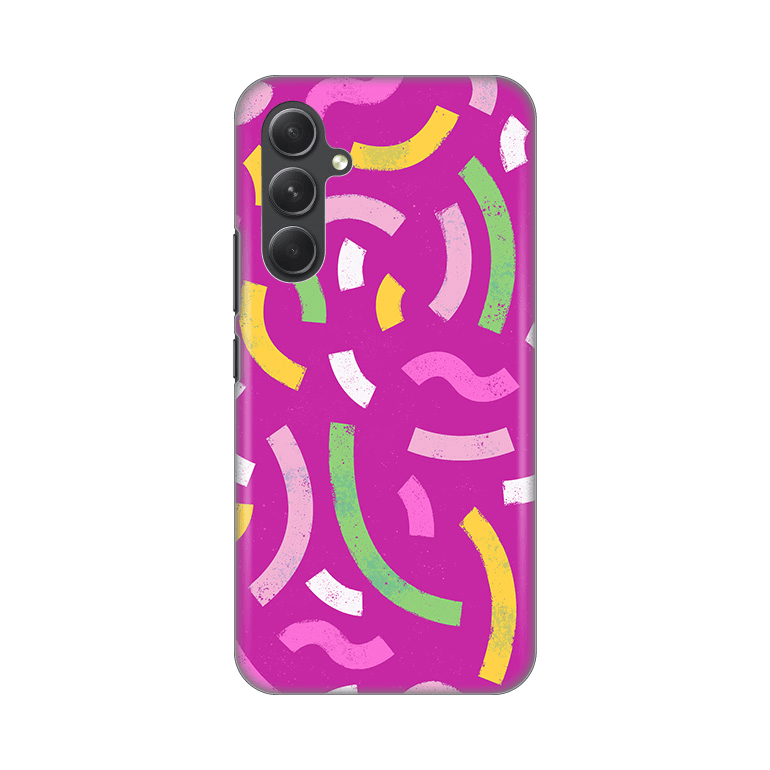 Silikonska maska Print za mobilni telefon Samsung A546B Galaxy A54 5G Happy Lines, Roze