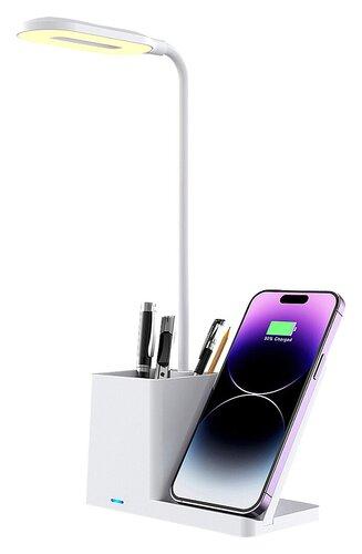 Rabalux Stona lampa Cerie, wireless punjač za mobilni, dimabilna, LED 4W, 3000-6500K, Bela