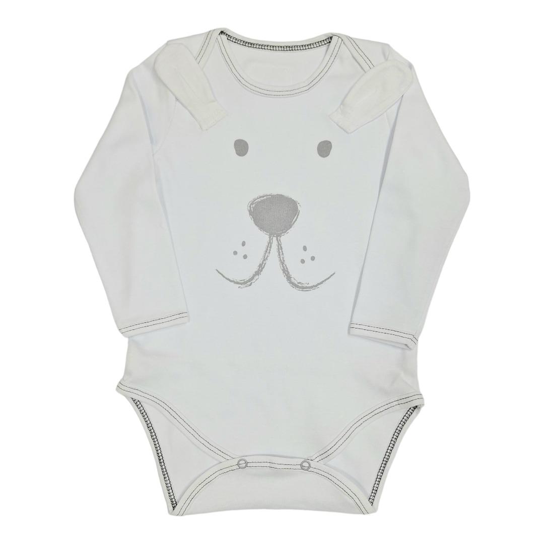 BUNNY BOO Bodi za bebe dugih rukava Kuca, Beli