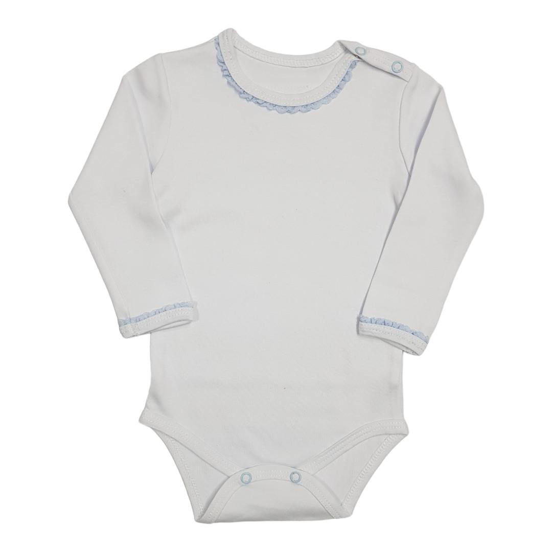 BUNNY BOO Bodi za bebe dugih rukava, Belo-plavi