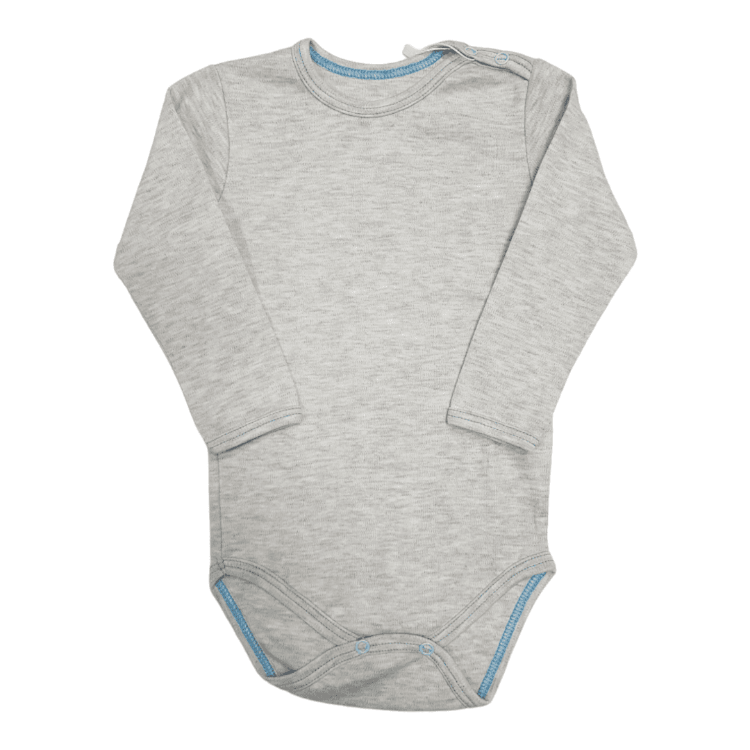 BUNNY BOO Bodi za bebe dugih rukava, Sivo-plavi