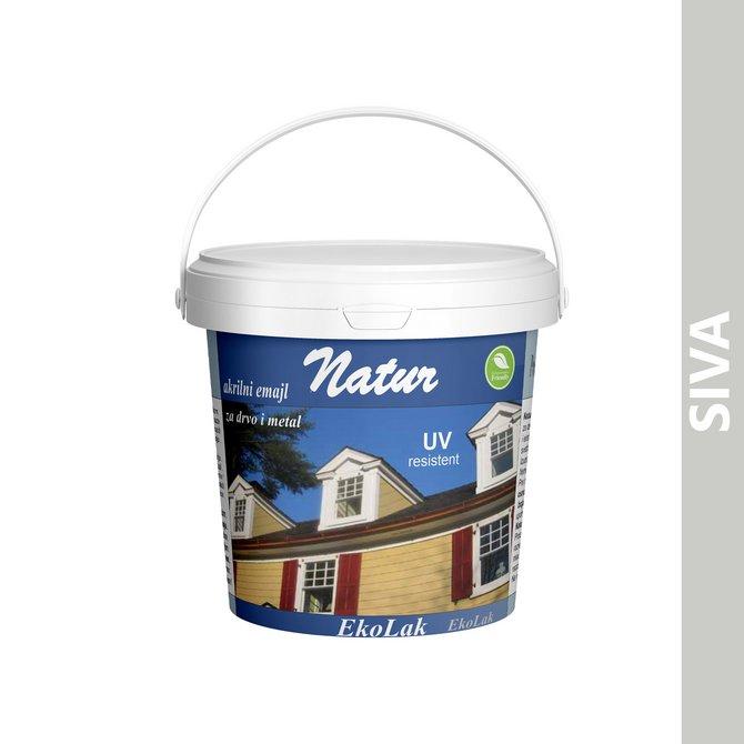 NATUR Akrilni emajl za drvo i metal, 0.75l, Siva