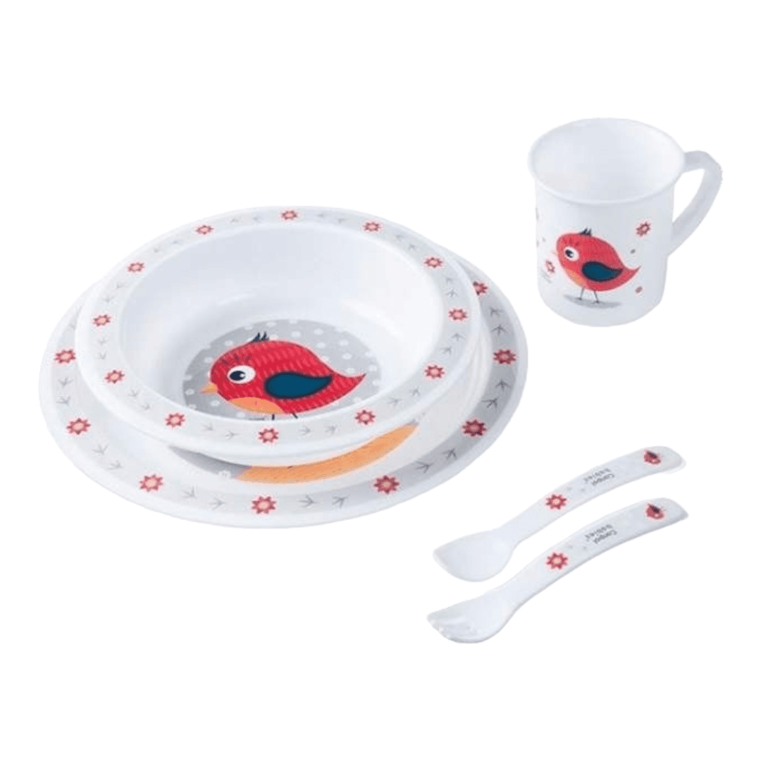 CANPOL Set za hranjenje beba Ptičica, Svetlosivi