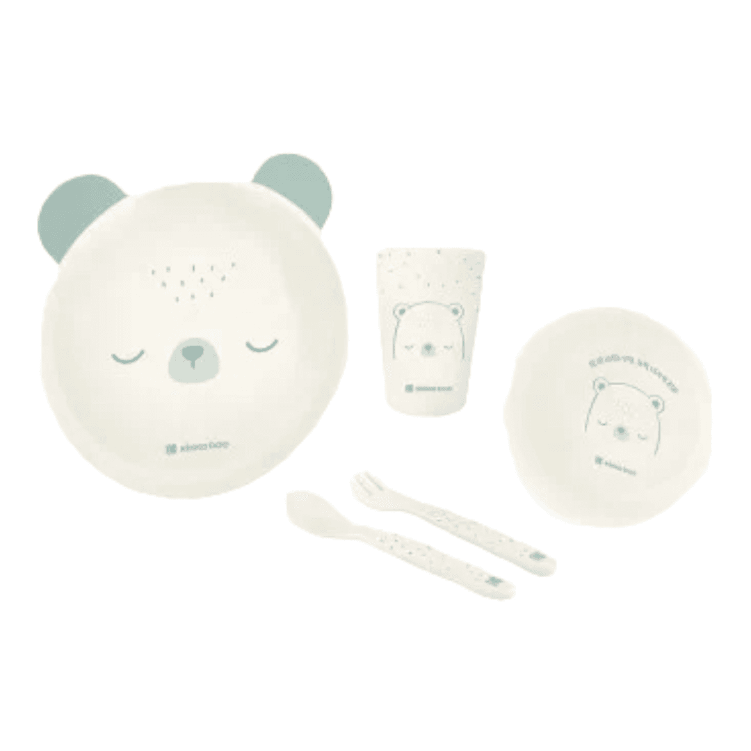 KIKKA BOO Set za hranjenje beba Bear With Me, 4 dela, Zeleni