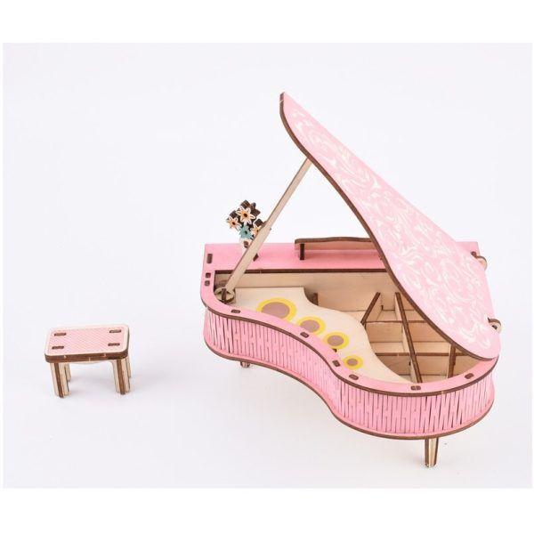 3D drvena slagalica Klavir, 78 delova, Roze