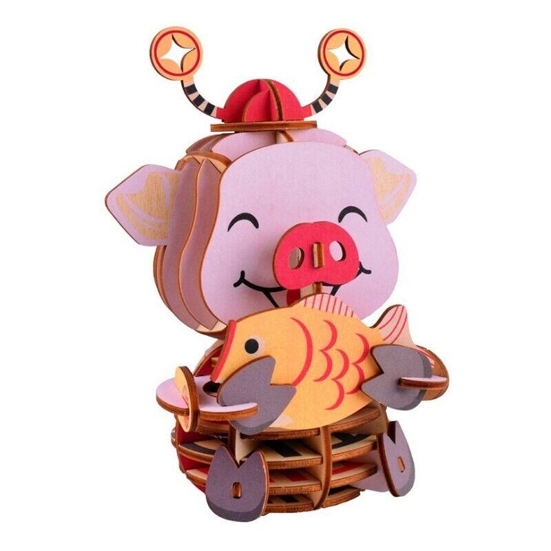 Čarolijashop 3D drvena slagalica Srećno prase