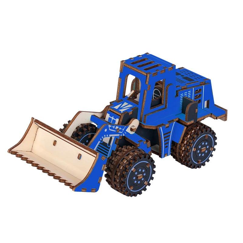 Čarolijashop 3D drvena slagalica Plavi buldožer