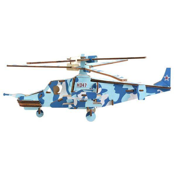3D drvena slagalica Helikopter Ajkula, 82 dela, Plava