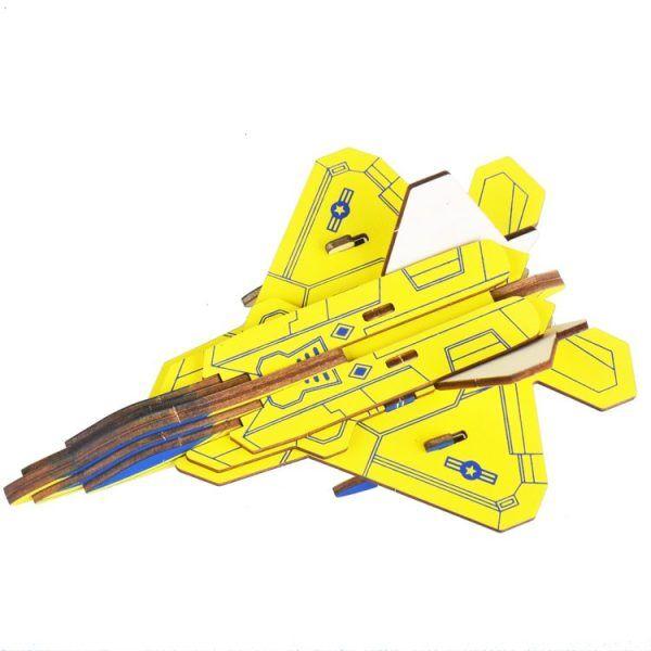 3D drvena slagalica F22 Raptor, 23 dela, Žuti