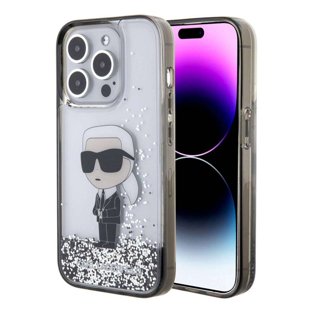 KARL LAGERFELD Maska za telefonLiquid Glitter Ikonik za iPhone 15 Pro Max 6.7, Providna