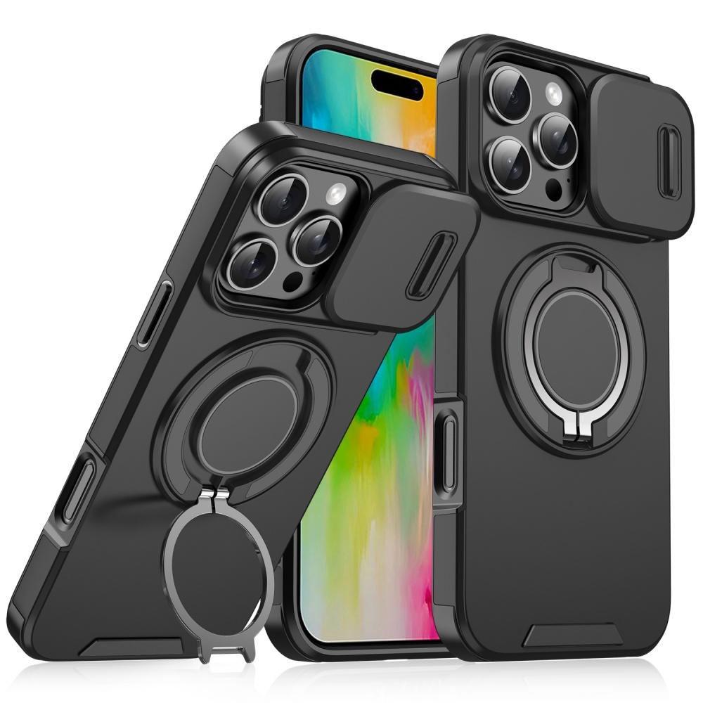 Maska za telefon sa prstenom CamShield za iPhone 16 Pro 6.3, Crna