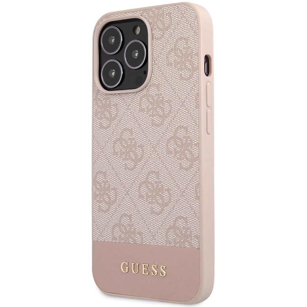 Maska za telefon Guess Hc PC/TPU 4G Pu Bottom Stripe za iPhone 15 Pro 6.1, Roze