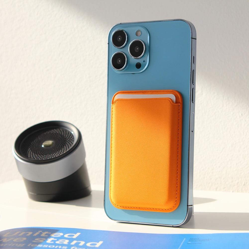 Kožna maska za telefon Magsafe Pocket za iPhone 12, Narandžasta