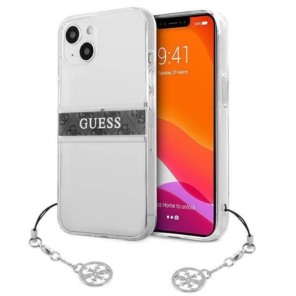 Maska za telefon Guess 4G Stripe Charm za iPhone 13 6.1, Siva