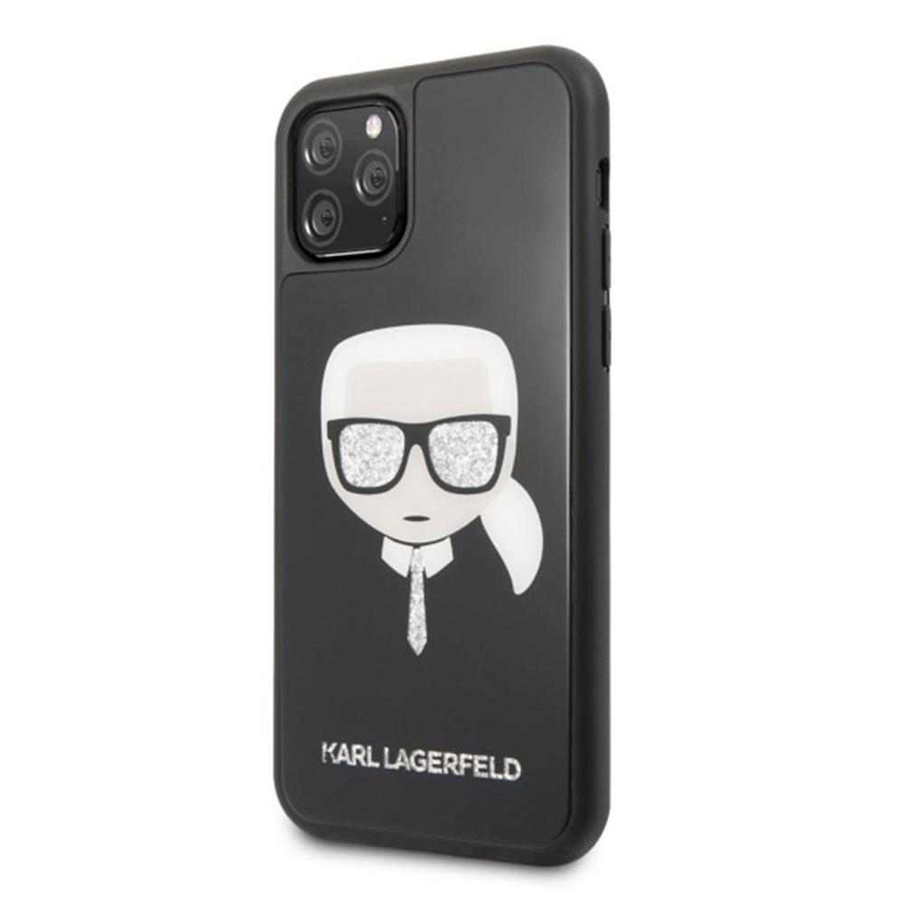 KARL LAGERFELD Maska za telefonDouble Layers Glitter Head za iPhone 11 Pro 5.8, Crna