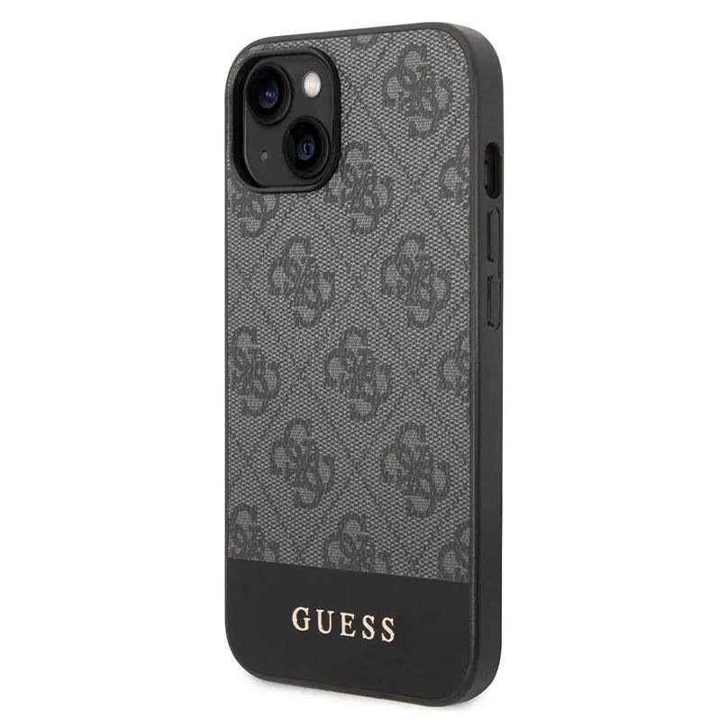 Maska za telefon Guess Hc PC/TPU 4G Pu Bottom Stripe za iPhone 15 6.1, Siva