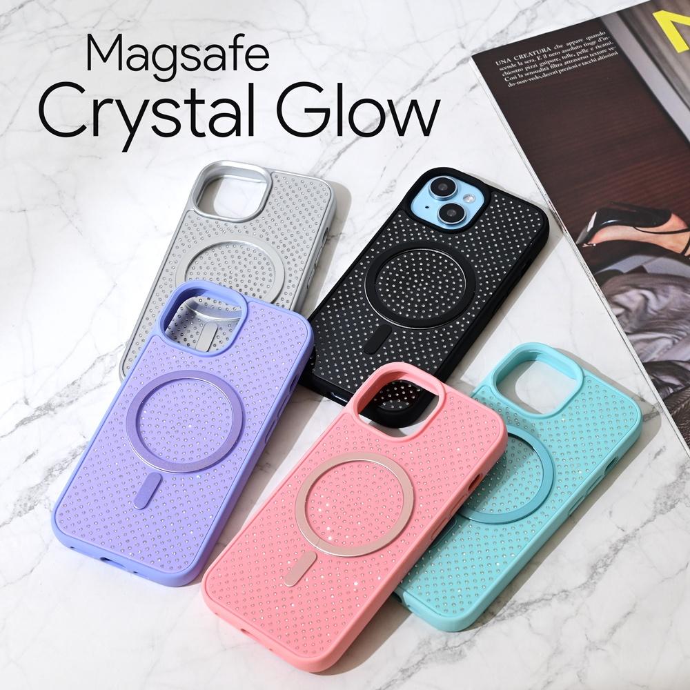 Maska za telefon za Magsafe Crystal Glow za iPhone 15 Pro Max 6.7, Srebrne boje