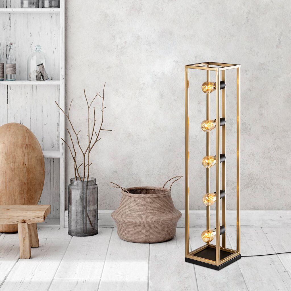 Opviq Podna lampa Kafes 13745, 21 x 21 x 102 cm, 250 cm Kabl, E27, Zlatne boje