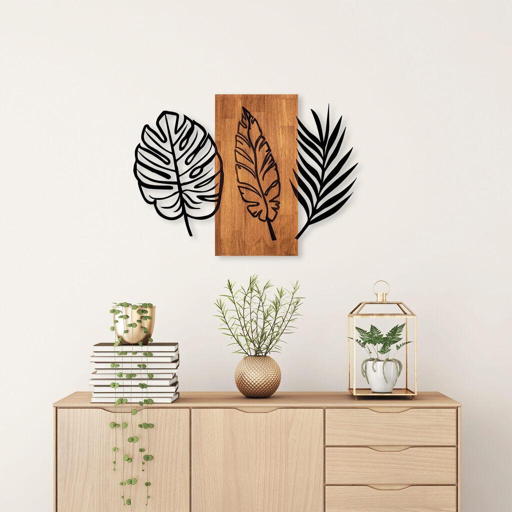 Wallity Zidna dekoracija Triple Leaves - 384, 58x80 cm, Crna