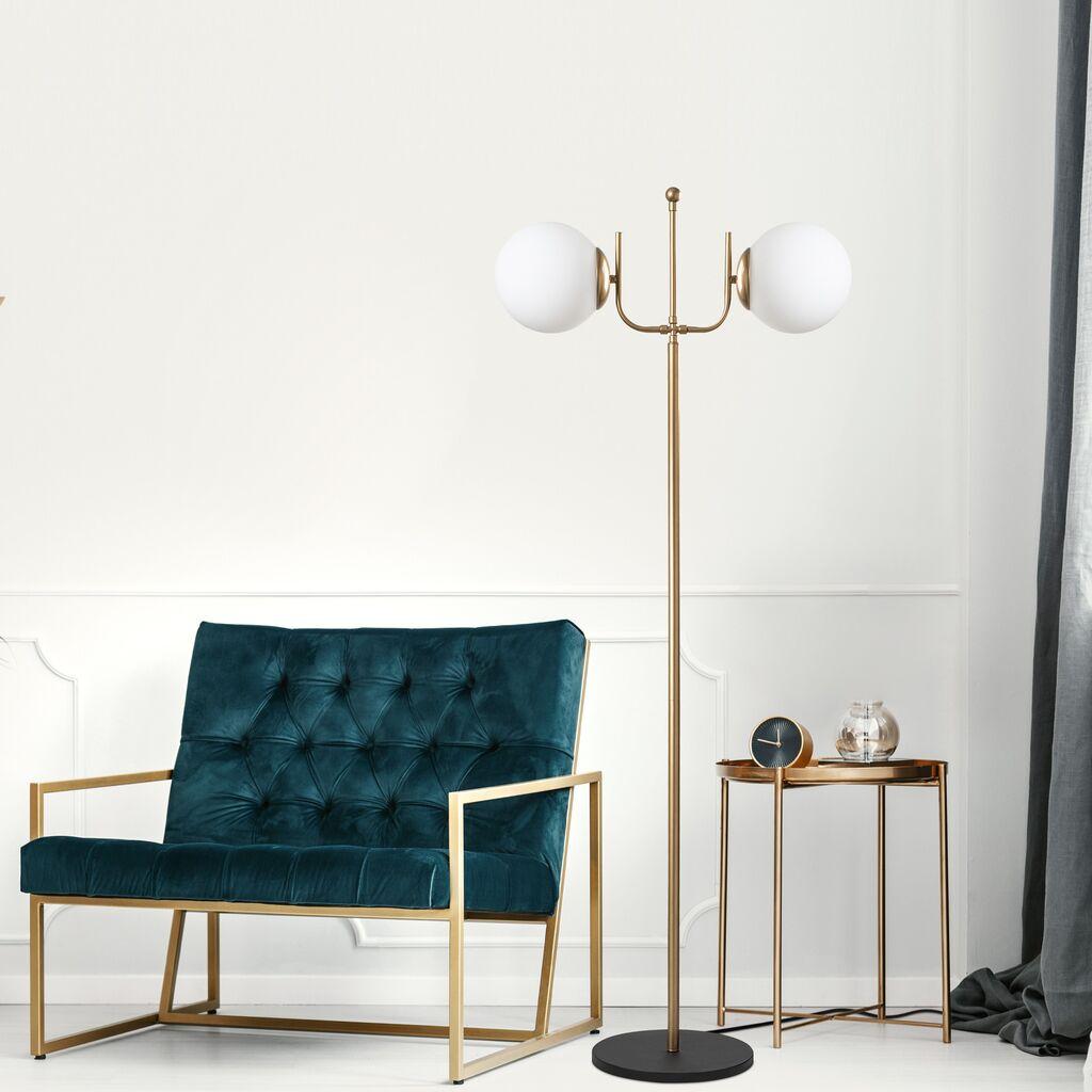 Opviq Podna lampa Antler 13766, 62 x 30 x 162 cm, 2 x E27, 250 cm Kabl, Zlatne boje