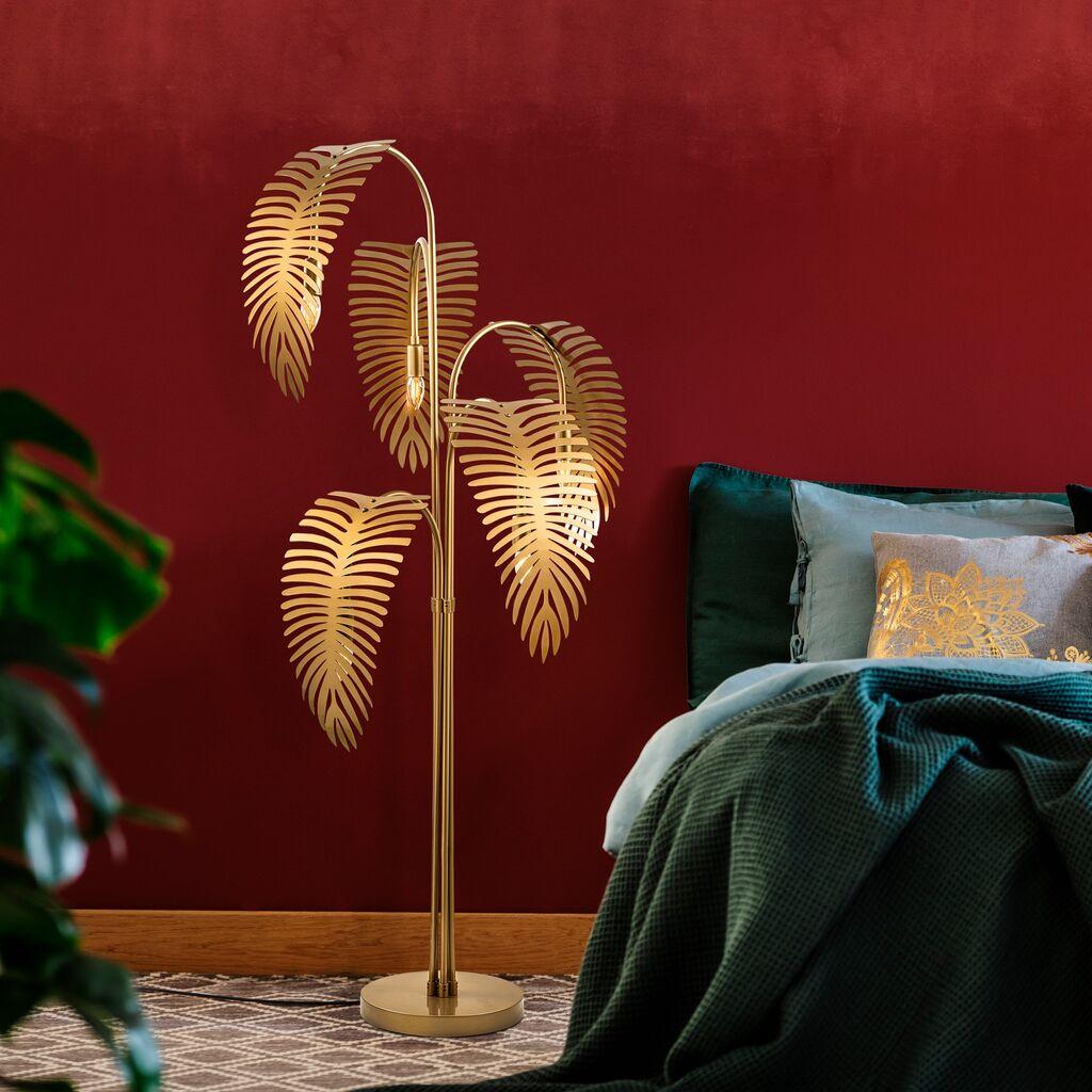 Opviq Podna lampa Palm 13925, 71 x 71 x 157 cm, 5 x E14, 250 cm Kabl,, Zlatne boje