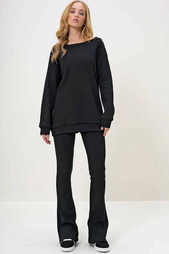 Trend Alacati Stili Ženski komplet bluza i pantalone Alc-X13059, Crni