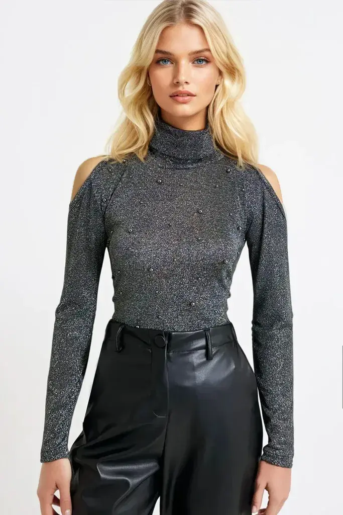 Trend Alacati Stili Ženska bluza dugih rukava Alc-X13319, Rolka, Crna