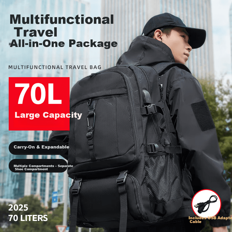 JINSHIWQ Muški ranac, Basic, 70 L, Crni