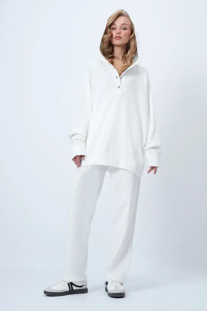 Trend Alacati Stili Ženski komplet duks i pantalone Alc-X12476, Beli