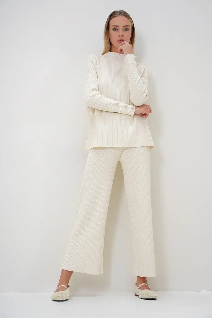 Trend Alacati Stili Ženski komplet bluza i pantalone Alc-X12832, Bež