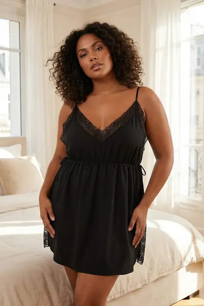 Trendyol Curve Ženska spavaćica TBBSS26DH00003, Crna
